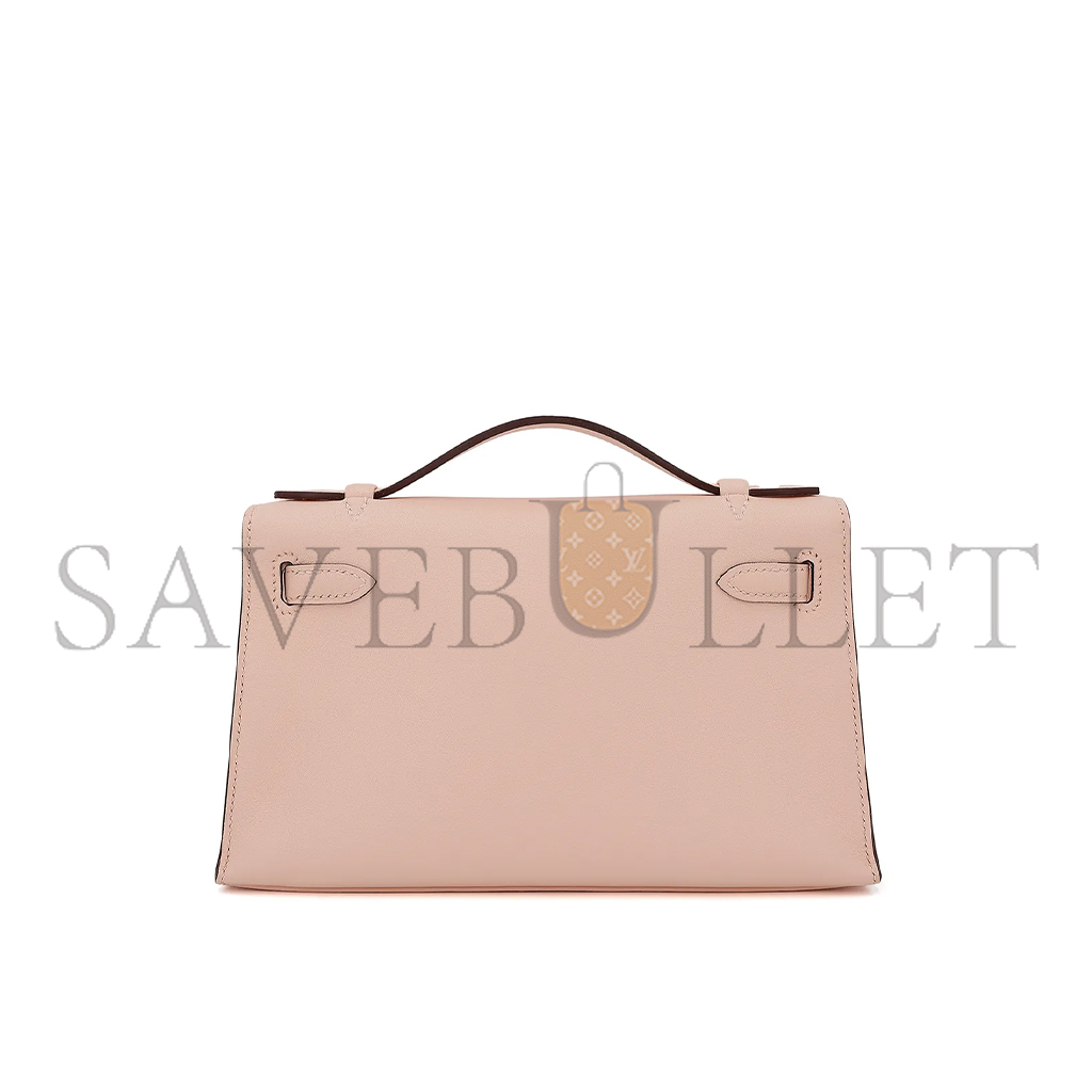 HERMES MASTER KELLY POCHETTE ROSE EGLANTINE SWIFT (22*14*7cm) 